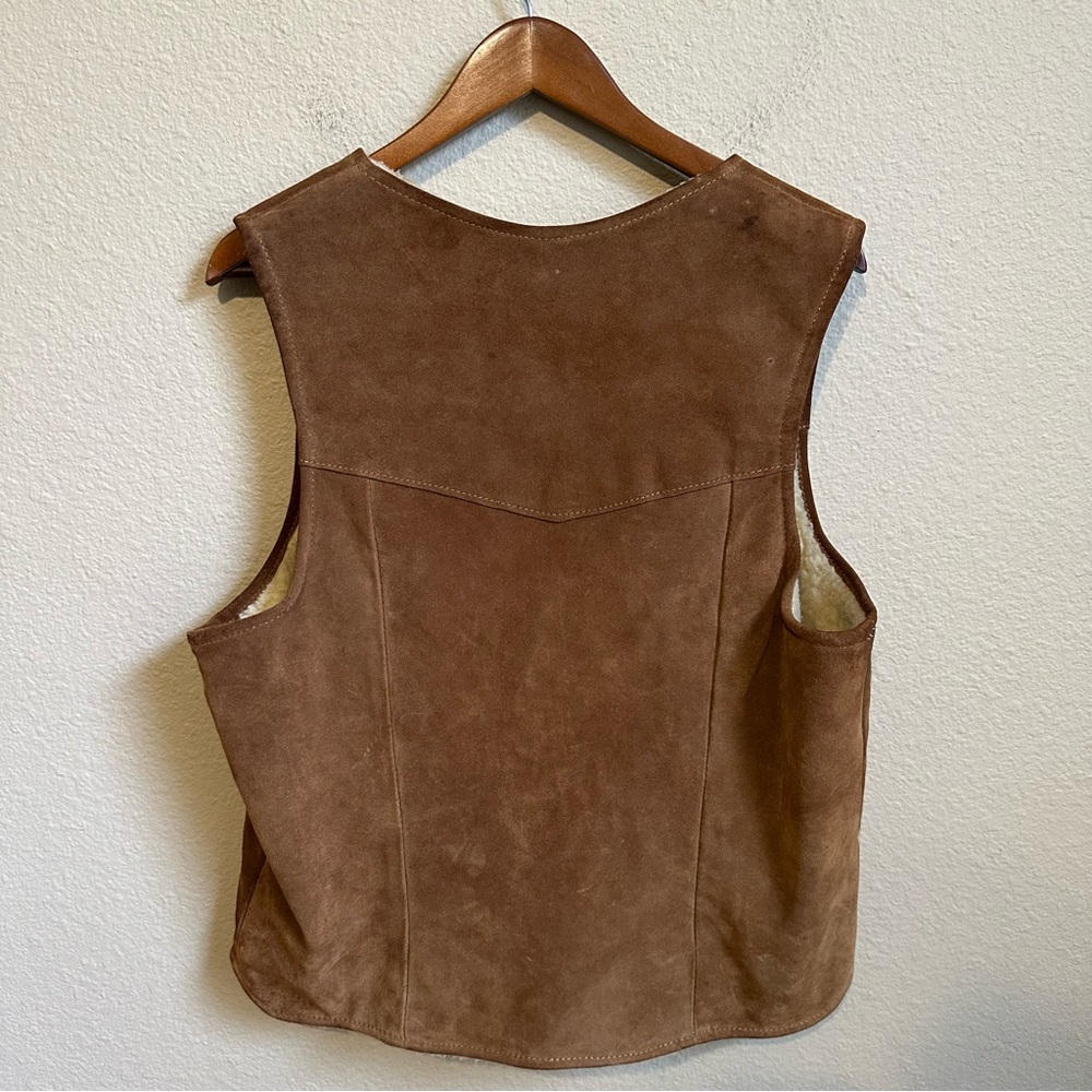 Vintage Simco Men’s Suede Leather Sherpa Lined Vest View 2